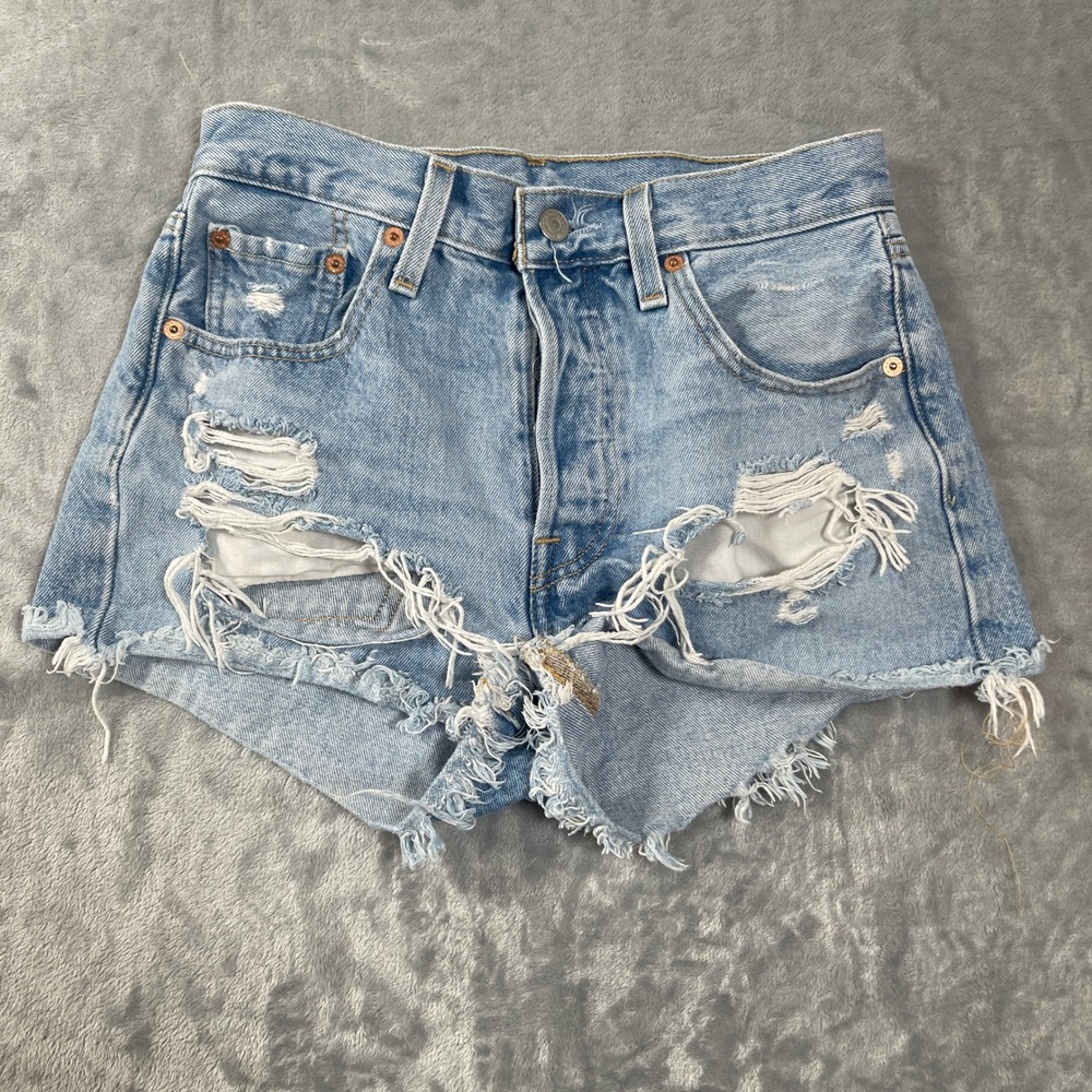 Levi's Light Blue Distressed Denim Jean Shorts